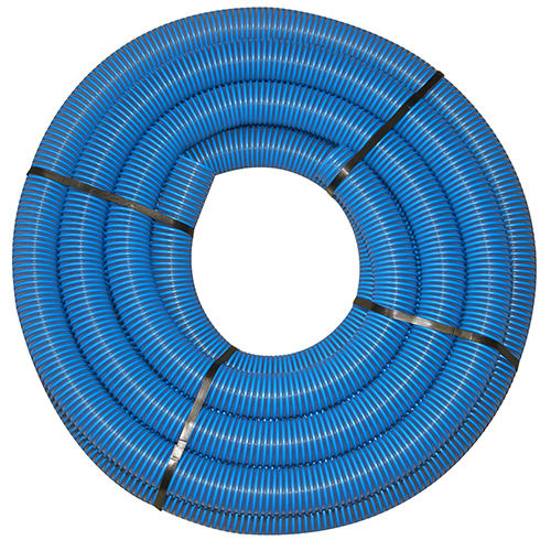 Tuyau cardeuse  ø 63 x 15 m semi rigide spire bleu